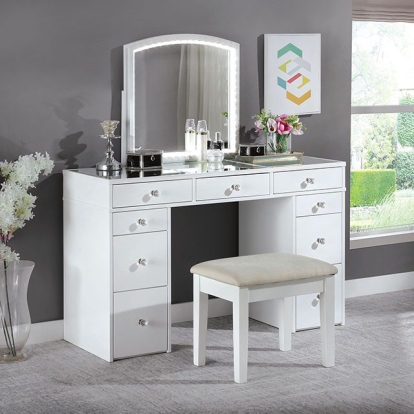 Furniture Of America Louise Contemporary White Vanity W/ Stool Model FOA-DK5240-SET