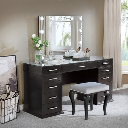 Furniture Of America Valentina Glam Obsidian Gray Vanity Set Model FOA-DK5682DG-PK