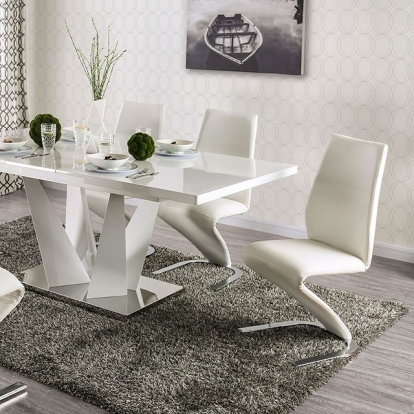 Furniture Of America Zain Contemporary White/Chrome Dining Table Model FOA3742T-TABLE