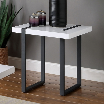 Furniture Of America Eimear Contemporary White/Black End Table Model FOA4403E