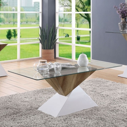 Furniture Of America Bima Contemporary White/Natural Tone Coffee Table Model FOA4746C-TABLE