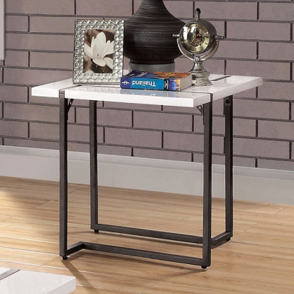 Furniture Of America Izar Contemporary White/Gun Metal End Table Model FOA4799E-TABLE