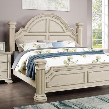 Furniture Of America Pamphilos Traditional Antique White Bed Model FOA7144WH-E.King Bed