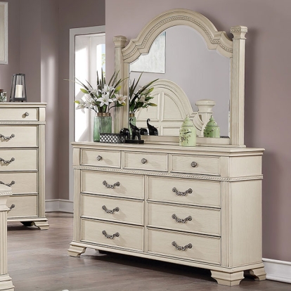 Furniture Of America Pamphilos Traditional Antique White Dresser Model FOA7144WH-D