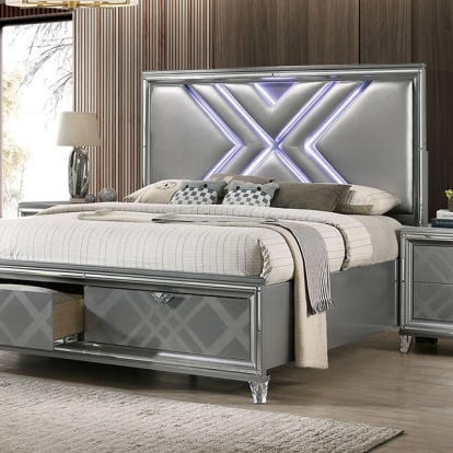 Furniture Of America Emmeline Contemporary Silver Bed Model FOA7147-E.King Bed