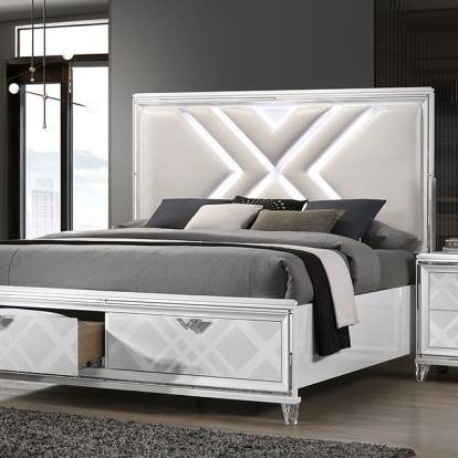 Furniture Of America Emmeline Contemporary White Bed Model FOA7147WH-E.King Bed