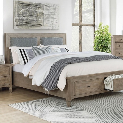 Furniture Of America Anneke Transitional Wire-Brushed Warm Gray Bed Model FOA7173-E.King Bed