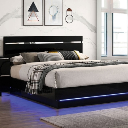 Furniture Of America Erlach Contemporary Black/Chrome Bed Model FOA7189BK-E.King Bed
