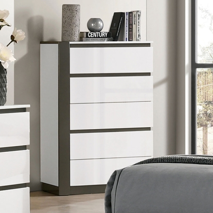 Furniture Of America Birsfelden Contemporary White/Metallic Gray Chest Model FOA7225WH-C