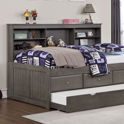 Furniture Of America Tibalt Transitional Dark Gray Bed Model FOA7466GY-Twin Bed w/ Trundle