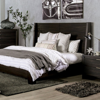 Furniture Of America Laurentian Contemporary Dark Walnut Bed Model FOA7514-E.King Bed