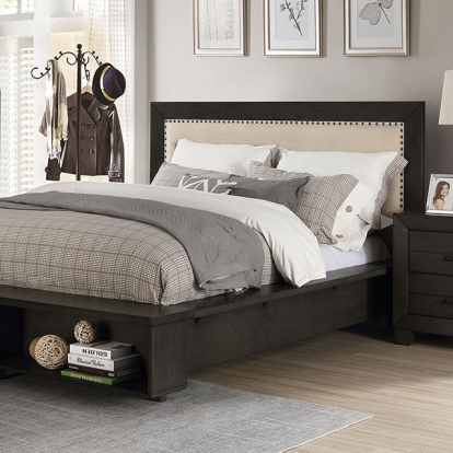 Furniture Of America Sligo Transitional Dark Gray/Beige Bed Model FOA7893-Cal.King Bed