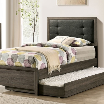 Furniture Of America Roanne Transitional Gray/Charcoal Bed Model FOA7927-Twin Bed