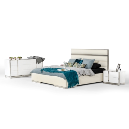 LA Furniture Eastern King Francois Modern White Bedroom Set VGHB-FRANCOIS-SET-EK Contemporary Style by Vig Furnitrue Number 73398 Catch Home Goods