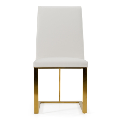 LA Furniture Frankie Contemporary White & Gold Dining Chair VGGAGA-6917CH-WHT Contemporary Style by Vig Furnitrue Number 77761 Catch Home Goods