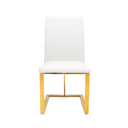 LA Furniture Frankie Contemporary White & Gold Dining Chair VGGAGA-6917CH-WHT Contemporary Style by Vig Furnitrue Number 77761 Catch Home Goods