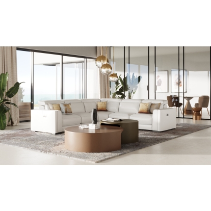 LA Furniture Frazier Modern White Leather Sectional Sofa with 3 Recliners VGKM-KM268H-W-SECT Contemporary Style by Vig Furnitrue Number 80074A|80074B Catch Home Goods