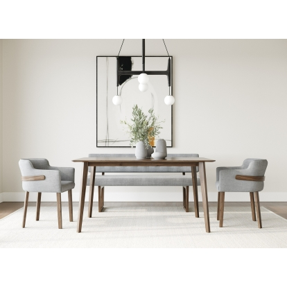 LA Furniture Castillo + Jordan Modern Grey Fabric + Walnut 4-Piece Dining Set VGMA-MIT-5303-4PC-SET Contemporary Style by Vig Furnitrue Number 85699 Catch Home Goods