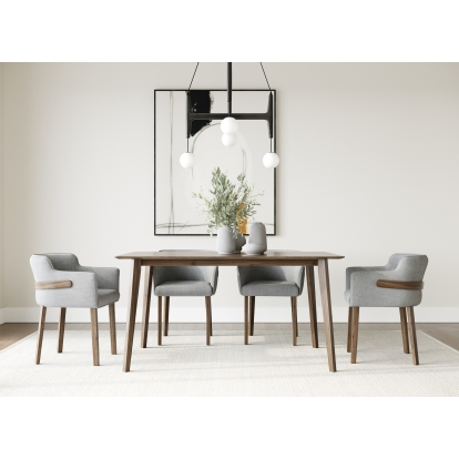 LA Furniture Castillo + Jordan Modern Grey Fabric + Walnut 5-Piece Dining Set VGMA-MIT-5303-5PC-SET Contemporary Style by Vig Furnitrue Number 85702 Catch Home Goods