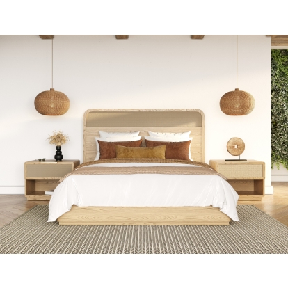 LA Furniture Gavin Modern Natural Ash + Rattan 4-Piece Bedroom Set VGVC-BD2411-4PCSET-NAT Contemporary Style by Vig Furnitrue Number 85660|85661 Catch Home Goods