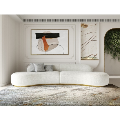 LA Furniture Frontier Glam White Fabric Curved Sectional Sofa with Beige Pillows VGOD-ZW-943-WHT-SECT Contemporary Style by Vig Furnitrue Number 80290|80290A Catch Home Goods