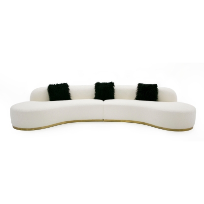 LA Furniture Frontier Glam Off-White Fabric Curved Sectional Sofa with Black Pillows VGODZW-943-BGE-SECT Contemporary Style by Vig Furnitrue Number 79524A Catch Home Goods