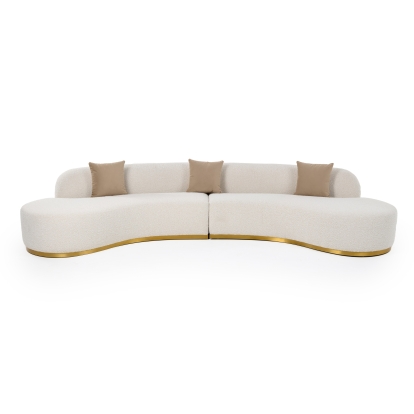 LA Furniture Frontier Glam Beige Fabric Curved Sectional Sofa with Beige Pillows VGOD-ZW-943-BGE2-SECT Contemporary Style by Vig Furnitrue Number 81500 Catch Home Goods
