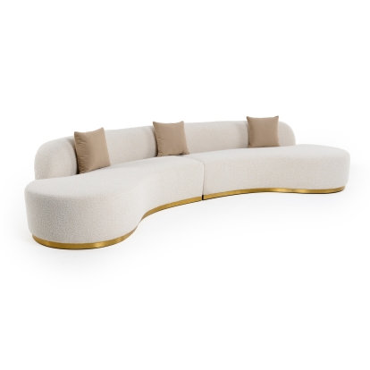 LA Furniture Frontier Glam Beige Fabric Curved Sectional Sofa with Beige Pillows VGOD-ZW-943-BGE2-SECT Contemporary Style by Vig Furnitrue Number 81500 Catch Home Goods