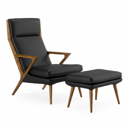 LA Furniture Fulton Modern Black Lounge Chair & Ottoman VGCSLC-17050 Contemporary Style by Vig Furnitrue Number 74893 Catch Home Goods