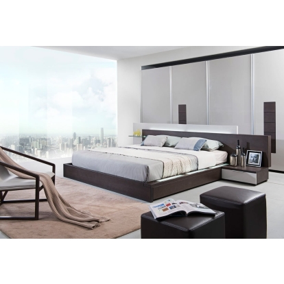 LA Furniture Eastern King Gamma Contemporary Brown Oak Bed with Storage VGWCC151A-BRN-EK Contemporary Style by Vig Furnitrue Number 17659 Catch Home Goods