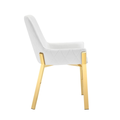 LA Furniture Ganon Modern White & Gold Dining Chair VGGAGA-6736CH-WHT-GLD-DC Contemporary Style by Vig Furnitrue Number 77766 Catch Home Goods