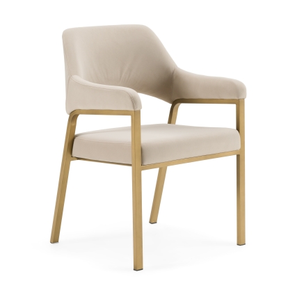 LA Furniture George Modern Beige Fabric + Antique Brass Dining Chair VGGA-GA-6218CH-1-BGE Contemporary Style by Vig Furnitrue Number 83019 Catch Home Goods
