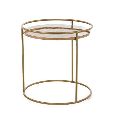 LA Furniture Gilcrest Glam Brown and Gold Marble End Table VGODLZ-199E Contemporary Style by Vig Furnitrue Number 76893 Catch Home Goods