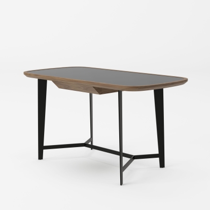 LA Furniture Girard Modern Walnut & Black Glass Desk VGBBMQ2002DK-2 Contemporary Style by Vig Furnitrue Number 77883 Catch Home Goods