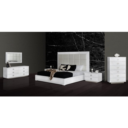 LA Furniture California King Victoria Modern White Crocodile Bedroom Set VGUNVICTORIA-SET-WHT-CK Contemporary Style by Vig Furnitrue Number 74527 Catch Home Goods