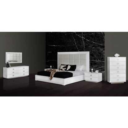 LA Furniture California King Victoria Modern White Crocodile Bedroom Set VGUNVICTORIA-SET-WHT-CK Contemporary Style by Vig Furnitrue Number 74527 Catch Home Goods