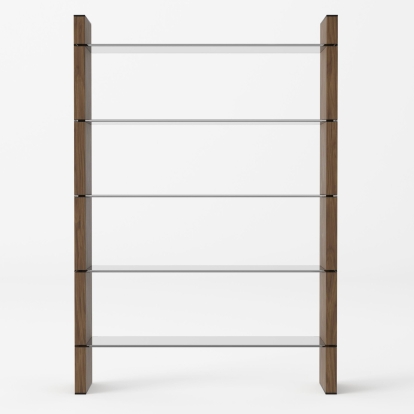 LA Furniture Glencoe Modern Walnut & Black Glass Bookshelf VGBBMQ2005SF-1 Contemporary Style by Vig Furnitrue Number 77882 Catch Home Goods