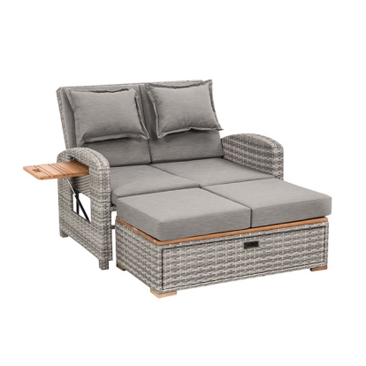 Furniture Of America Bahia Tobago Contemporary Gray Reclining Chaise Lounge Model GM-1009GY