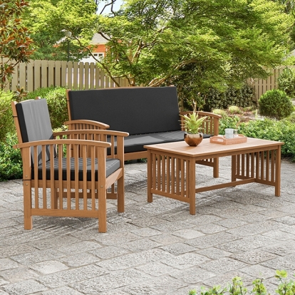 Furniture Of America Kyushu Rustic Black/Natural 3 Pc. Patio Set Model GM-1022BK-3PC