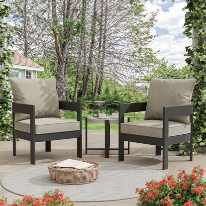 Furniture Of America Lotus Contemporary Black/Light Brown 3-Pc Patio Set Model GM-1024BK-3PK