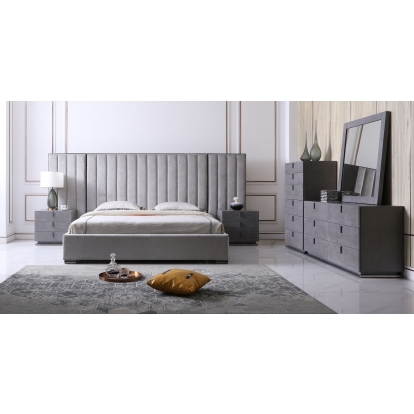 LA Furniture Califonia King Buckley Grey & Black Stainless Steel Bedroom Set VGVC2003-SET-CK Contemporary Style by Vig Furnitrue Number 78269 Catch Home Goods