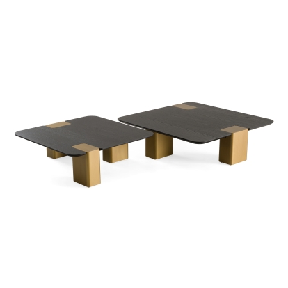 LA Furniture Harold Modern Black + Brushed Gold Oak Square Nesting Coffee Table Set VGHB-467E-SET Contemporary Style by Vig Furnitrue Number 85750 Catch Home Goods
