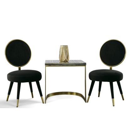 LA Furniture Haswell Glam Black Velvet Accent Chair (Set of Two) VGMFMC-479-BLK-CH Contemporary Style by Vig Furnitrue Number 78501Z Catch Home Goods