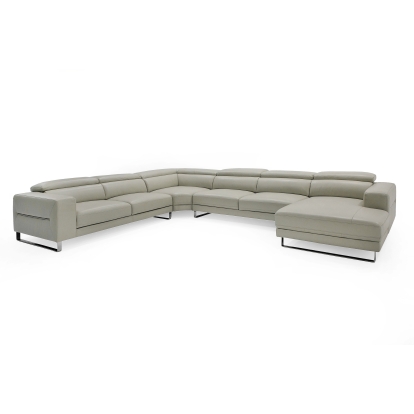 LA Furniture Hawkey Contemporary Light Grey Leather RAF Chaise Sectional Sofa VGKK-KF1066-LG Contemporary Style by Vig Furnitrue Number 80404 Catch Home Goods