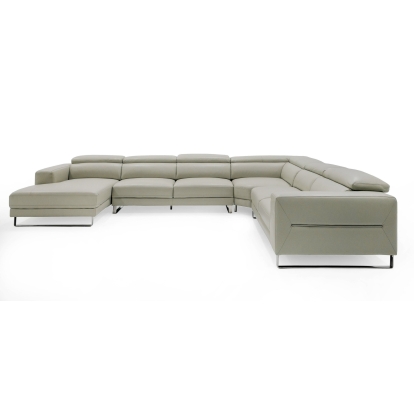 LA Furniture Hawkey Contemporary Light Grey Leather LAF Chaise Sectional Sofa VGKK-KF1066-LG-LAF Contemporary Style by Vig Furnitrue Number 80405 Catch Home Goods