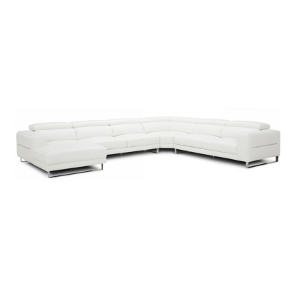LA Furniture Hawkey Contemporary White Full Leather U Shaped Left Facing Sectional Sofa VGKKKF1066-LAF-WHT Contemporary Style by Vig Furnitrue Number 78187|80409 Catch Home Goods