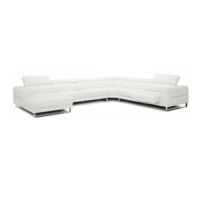 LA Furniture Hawkey Contemporary White Full Leather U Shaped Left Facing Sectional Sofa VGKKKF1066-LAF-WHT Contemporary Style by Vig Furnitrue Number 78187|80409 Catch Home Goods
