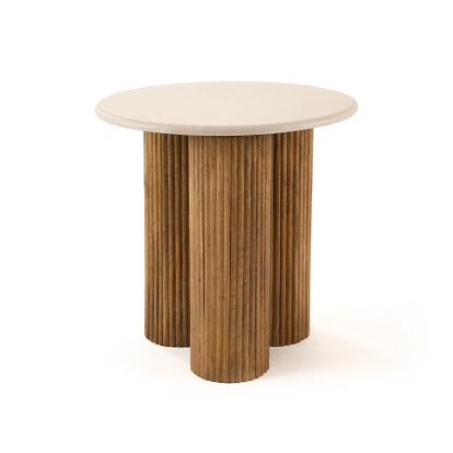 LA Furniture Hayden Modern Marble + Wood Round End Table VGBR-SBA-4867 Contemporary Style by Vig Furnitrue Number 82001 Catch Home Goods