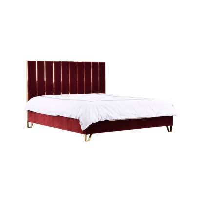 LA Furniture Eastern King Reyes Modern Red Velvet & Gold Bed VGYUHD-1880-RED-EK Contemporary Style by Vig Furnitrue Number 77262 Catch Home Goods