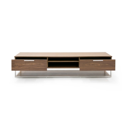 LA Furniture Heloise Modern Walnut and Stainless Steel TV Stand VGBB-MK1502-TV Contemporary Style by Vig Furnitrue Number 79833 Catch Home Goods